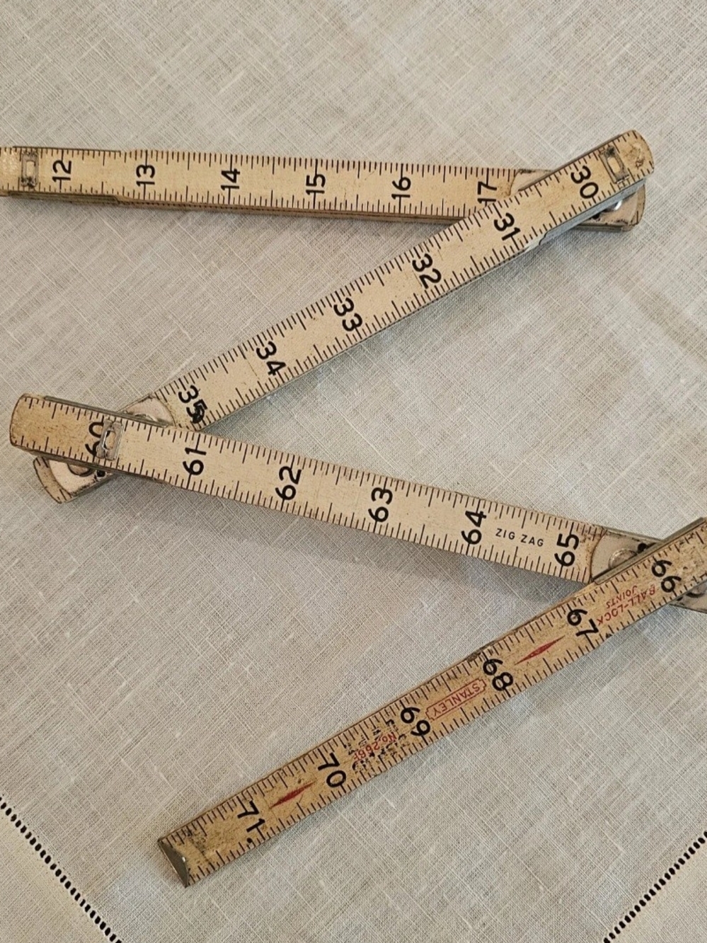 Vintage Stanley No. 226 Zig-Zag Wood Folding Ruler 72" Ball-Lock Joint